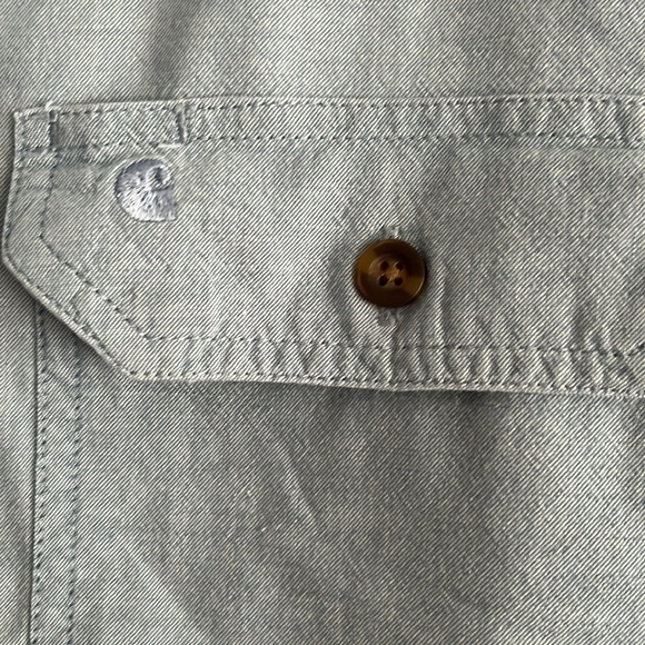 Carhartt Men’s Chambray Blue Short Sleeve Button Down Shirt Relaxed Size Large - Picture 4 of 6
